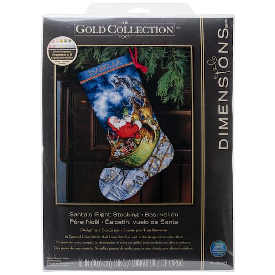 Dimensions&#xAE; Gold Collection Santa&#x27;s Flight Stocking Counted Cross Stitch Kit